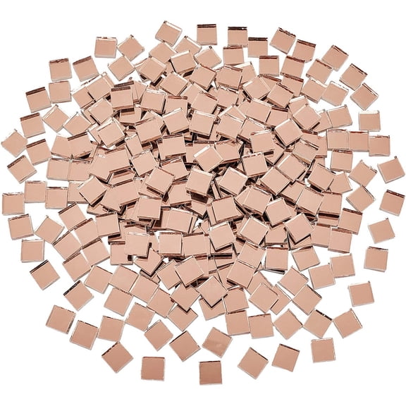 280g/box 10x10x3mm Square Mosaic Tiles Mosaic Glass Mirror Tiles Pieces for Home Decoration DIY Crafts Making PeachPuff