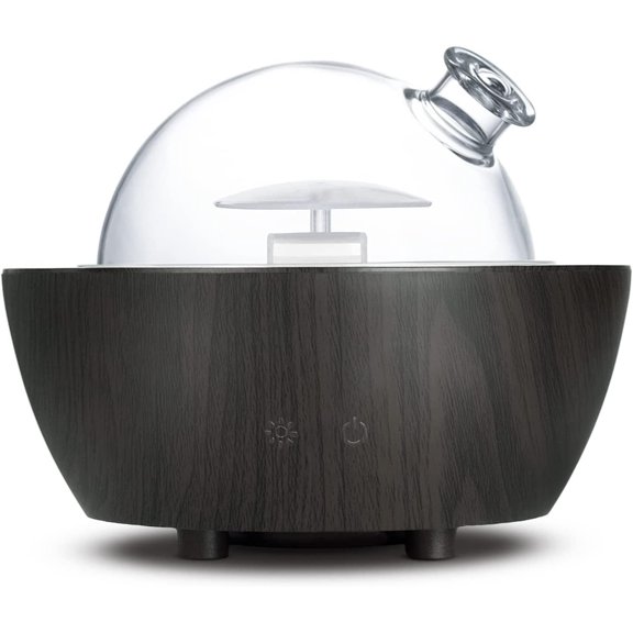 280ml Glass Essential Oil Diffuser Aromatherapy Diffusers Ultrasonic Cool Mist Humidifier with 2 Modes & 7 Color LED Lights and Waterless Auto Shut-Off for Home Office Spa Bedroom,Dark Wood Grain