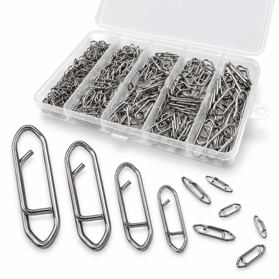 280pc Stainless Steel Fishing Power Speed Clips, 4 Sizes Quick Change Lure Tackle Connectors