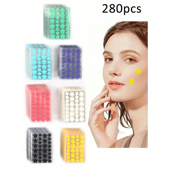 280pcs Colorful Five-Pointed Star-Shaped Face Stickers,Concealer Stickers,DIY Decoration Stickers,For Festive Party Photography