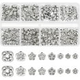 thumbnail image 1 of 280pcs Tibetan Style Spacer Beads 8 Styles Silver Jewelry Spacers Flower Flat Round Spacer Beads Metal Rondelle Loose Beads for Earring Bracelet Necklace Jewelry Making diy, 1 of 6