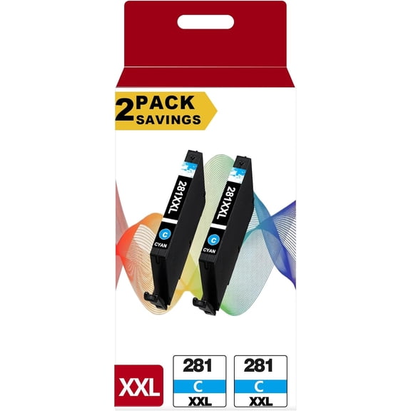 281 XXL Cyan Ink Cartridges Replacement for Canon CLI 281XXL 280 281XL Fit for TS6320 TR8622 TR8520 TS702a TR8620a TS6220 TR8600 TR8500 TS9120 TS9521c TR7520 TS9520 TR8622a and TR7620 Printers 2 Pack