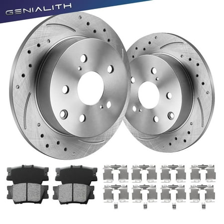 Genialith 281mm Rear Brake Rotors Ceramic Pads Kit for Toyota RAV4 2006-2018 Lexus HS250h 2010-2012