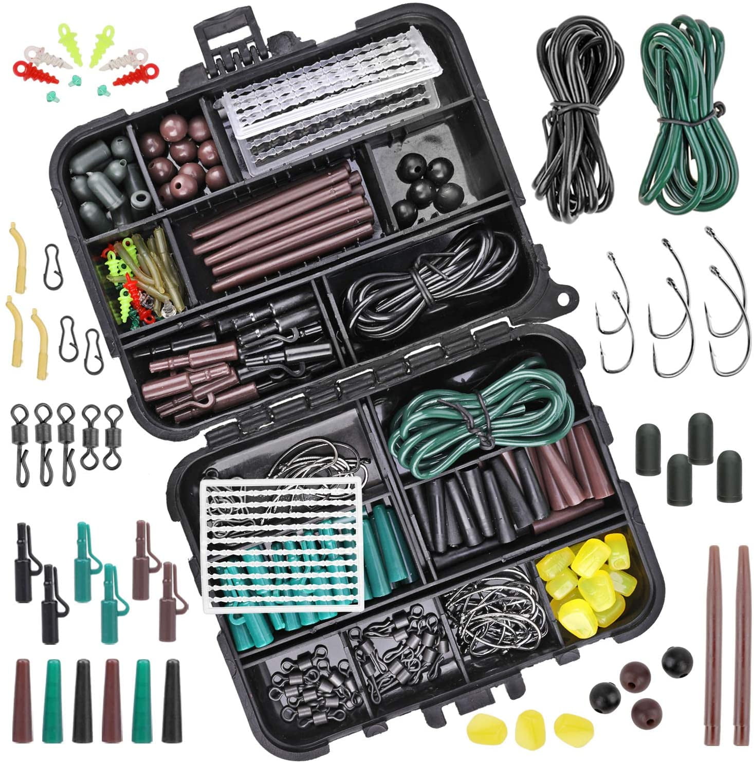 282 Pcs Carp Fishing Tackle Accessories Kit, Include Fishing Hook, Safety  Clips Hook, Corn Kernel, Tubing, Rolling Swivel, Fishing Bait Screw, Fishing  Bead, Boilie Stops with Tackle Box 