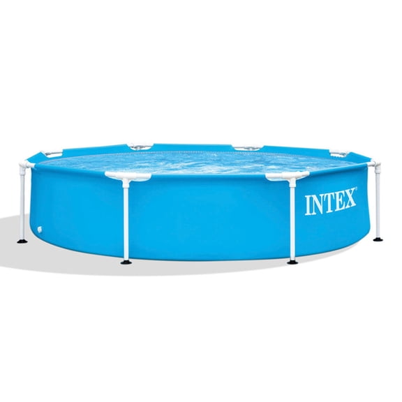 28205EH 8ft x 20in Durable Steel Metal Frame Outdoor Backyard Circular Swimming Pool with Reinforced Sidewalls (Pump Not Included)