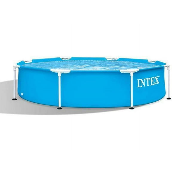 28205EH 8ft x 20in Durable Steel Metal Frame Outdoor Backyard Circular Swimming Pool with Reinforced Sidewalls (Pump Not Included)