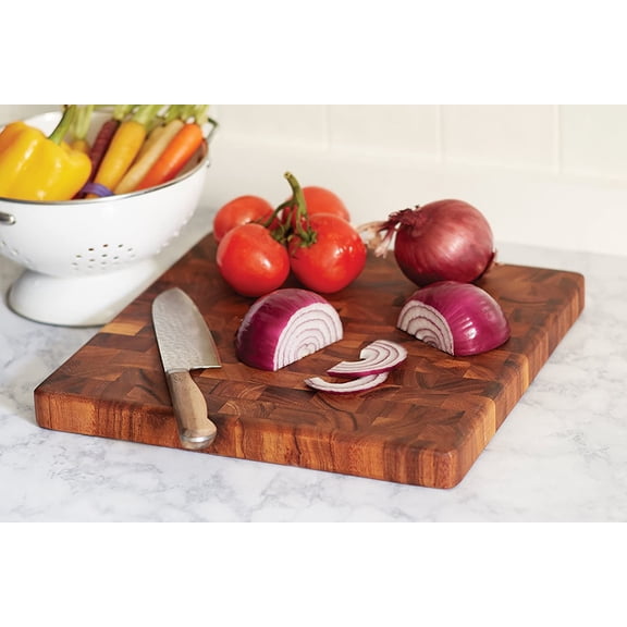 28218 Square Charleston End Grain Chef's Board, Acacia Wood 14" Square