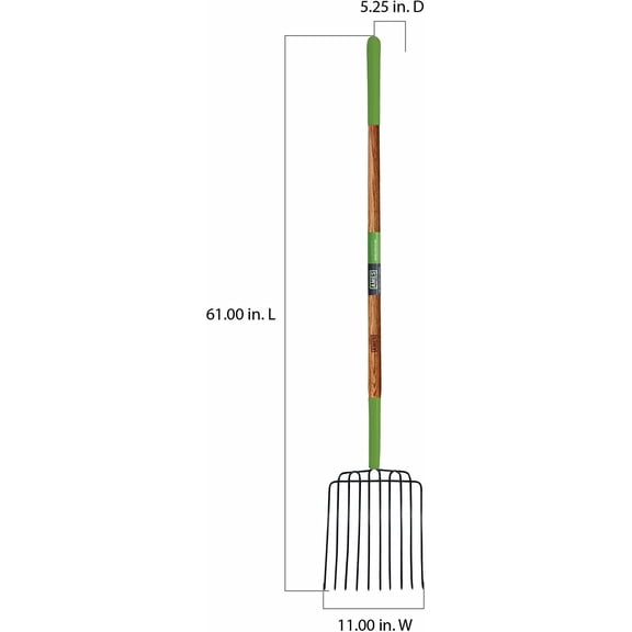 2826300 10-Tine Welded Steel Bedding Fork with Hardwood Handle, 61-Inch
