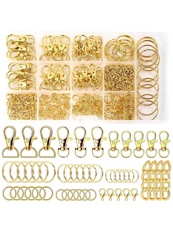 282PCS Keychain Making Kit, Keychain Clip and Key Ring Lobster Clasps, Jump Rings,Key Chains Crafts, DIY Projects and Jewelry Making(Gold)