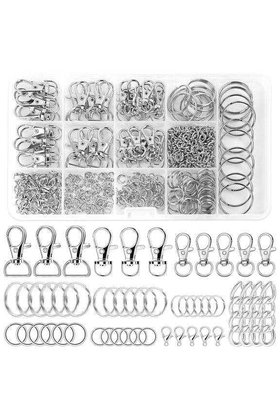 282PCS Keychain Making Kit, Keychain Clip and Key Ring Lobster Clasps, Jump Rings,Key Chains Crafts, DIY Projects and Jewelry Making(Silver)