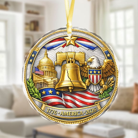 250th Anniversary USA Ornament for Patriotic Christmas Decorations, United States 250 Years American Anniversary Bell Ornament