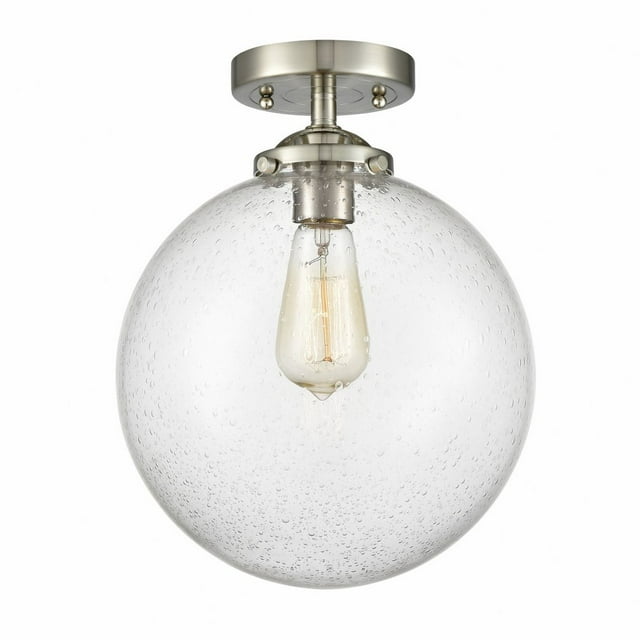 284-1C-SN-G204-10-Innovations Lighting-Beacon - 1 Light Semi-Flush Mount In Industrial Style-12.13 Inches Tall and 10 Inches Wide-Brushed Satin Nickel