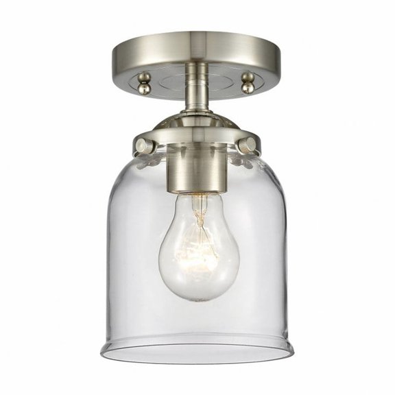 284-1C-SN-G52-Innovations Lighting-Bell - 1 Light Semi-Flush Mount In Industrial Style-8.13 Inches Tall and 5 Inches Wide-Brushed Satin Nickel