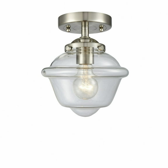 284-1C-SN-G532-Innovations Lighting-Oxford - 1 Light Semi-Flush Mount In Industrial Style-8.13 Inches Tall and 7.5 Inches Wide-Brushed Satin Nickel