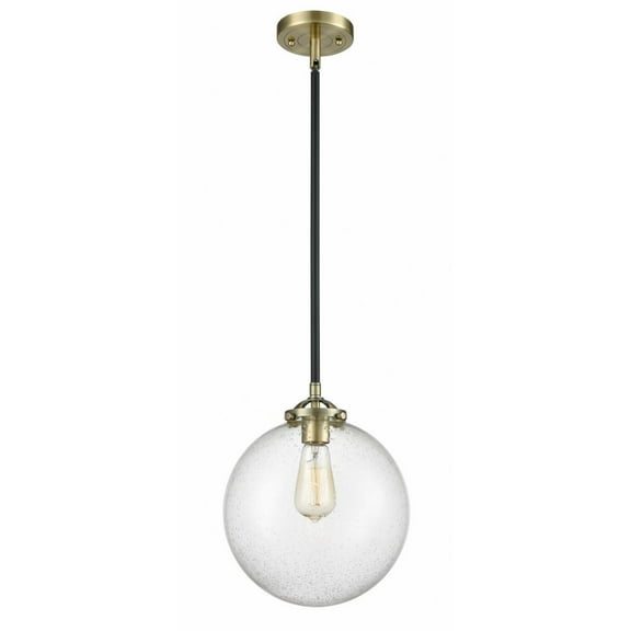 284-1S-BAB-G204-10-Innovations Lighting-Beacon - 1 Light Stem Hung Mini Pendant In Industrial Style-11.38 Inches Tall and 10 Inches Wide-Black Antique