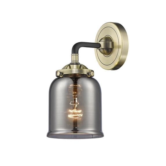 284-1W-BAB-G53-Innovations Lighting-Bell - 1 Light Wall Sconce-9 Inches Tall and 5 Inches Wide-Black Antique Brass Finish-Plated Smoke Glass Color