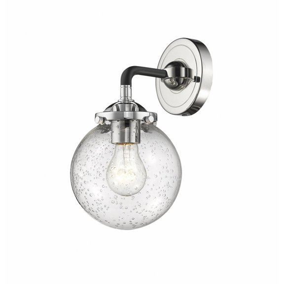 284-1W-BPN-G204-6 Innovations Lighting Beacon - 1 Light Wall Sconce-9 Inches Tall and 6 Inches Wide-Black Polished Nickel Finish-Seedy Glass Color