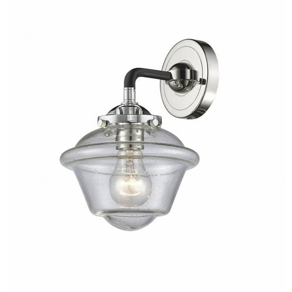 284-1W-BPN-G534 Innovations Lighting Oxford - 1 Light Wall Sconce-9 Inches Tall and 7.5 Inches Wide-Black Polished Nickel Finish-Seedy Glass Color