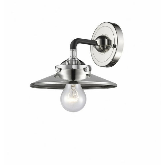 284-1W-BPN-M1-PN Innovations Lighting Railroad - 1 Light Wall Sconce-5.25 Inches Tall and 8 Inches Wide-Black Polished Nickel Finish-Polished Nickel