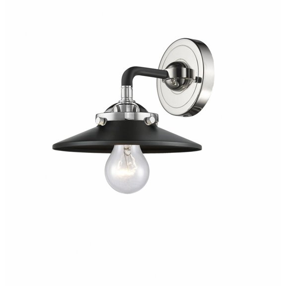 284-1W-BPN-M6-BK Innovations Lighting Railroad - 1 Light Wall Sconce-5.25 Inches Tall and 8 Inches Wide-Black Polished Nickel Finish-Matte Black Shade