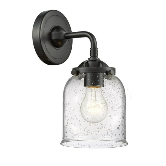 284-1W-OB-G54-Innovations Lighting-Bell - 1 Light Wall Sconce-9 Inches Tall and 5 Inches Wide-Oil Rubbed Bronze Finish-Seedy Glass Color