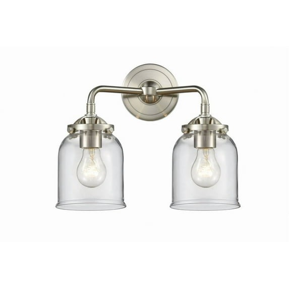 284-2W-SN-G52 Innovations Lighting Bell - 2 Light Bath Vanity-11 Inches Tall and 13 Inches Wide-Brushed Satin Nickel Finish-Clear Glass Color
