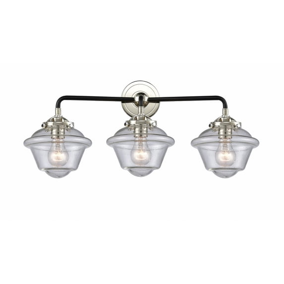 284-3W-BPN-G534-Innovations Lighting-Oxford - 3 Light Bath Vanity-9 Inches Tall and 25.5 Inches Wide-Black Polished Nickel Finish-Seedy Glass Color