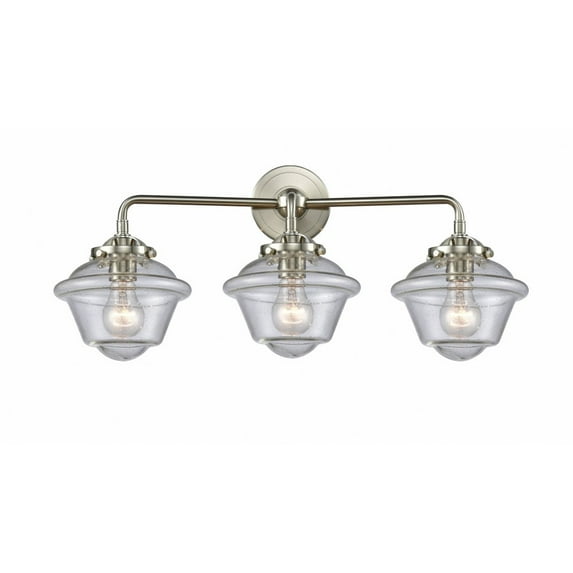 284-3W-SN-G534 Innovations Lighting Oxford - 3 Light Bath Vanity-9 Inches Tall and 25.5 Inches Wide-Brushed Satin Nickel Finish-Seedy Glass Color