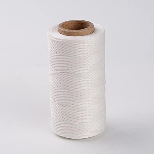 284 Yards Flat Waxed Polyester Cords 0.3mm Beading String Threads Knotting Braiding Cord Ropes for Leather Stitching Sewing Bookbinding DIY Craft(White)