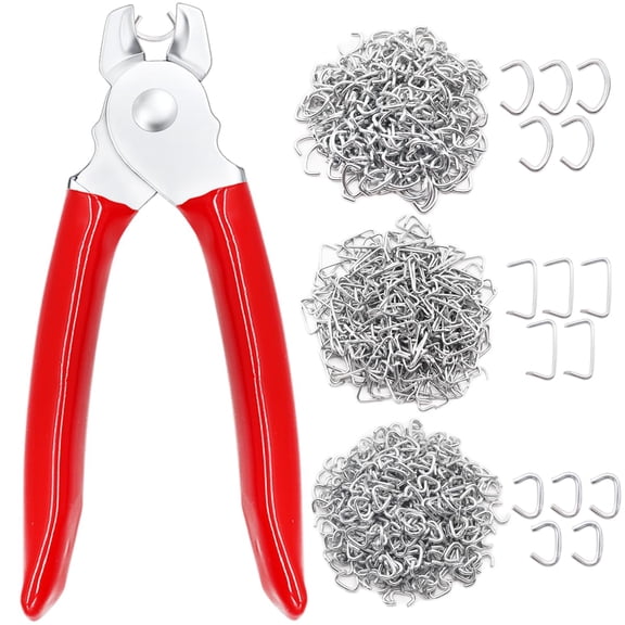 285 pcs Hog Rings with Straight Hog Ring Pliers Kit 3/4" 1/2" 3/8 "Galvanized Hog Rings for Animal Pet CagesRopesBaggingDIY CraftFurniture