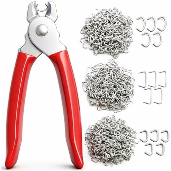 285 pcs Hog Rings with Straight Hog Ring Pliers Kit 3/4" 1/2" 3/8 "Galvanized Hog Rings for Animal Pet Cages、Ropes、Bagging、DIY Craft、Furniture