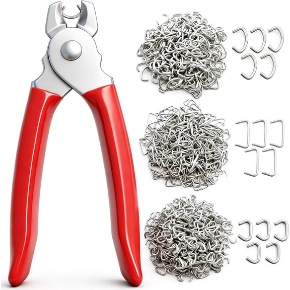 285 pcs Hog Rings with Straight Hog Ring Pliers Kit 3/4" 1/2" 3/8 "Galvanized Hog Rings for Animal Pet Cages、Ropes、Bagging、DIY Craft、Furniture