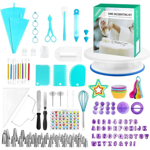 285PCS Cake Decorating Supplies Cake Decorating Kits for Beginners, Cupcake Decorating Tools Baking Supplies Set for Adults, Cake Turntable Stands, Piping Tips & Bags