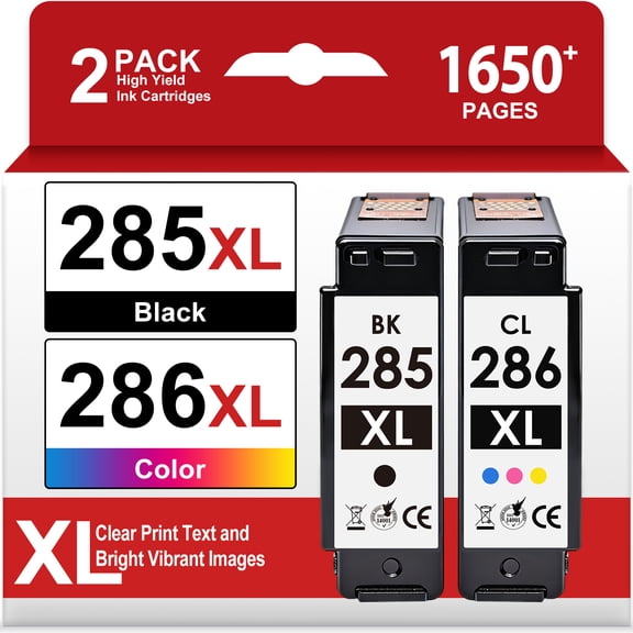 285XL 286XL Ink for Canon 285 and 286 Ink Cartridges for Canon PIXMA TS7720 TR7820 TS7722 Printers (Black Tri-Color)