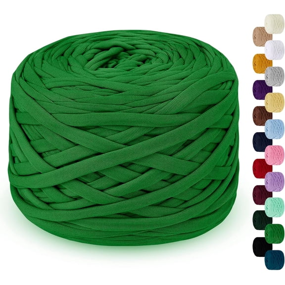 285g T Shirt Yarn for Crocheting 109 Yards Elastic Ribbon Thick Crochet Fabric Knitting T-Shirt Yarn for Crochet Bag, Blanket, Basket, DIY Projects, Home Decor