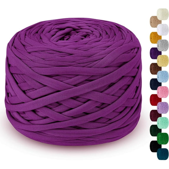 285g T Shirt Yarn for Crocheting 109 Yards Elastic Ribbon Thick Crochet Fabric Knitting T-Shirt Yarn for Crochet Bag, Blanket, Basket, DIY Projects, Home Decor