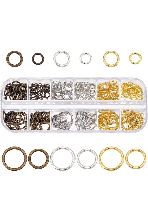 285pcs Jump Rings 4 Sizes Closed Jump Rings Connectors Junction Rings 6/8/10/12mm Round Ring Small Jewelry Rings for Jewelry Bracelet Necklace Making Craft Making 3 Colors