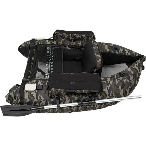 286.6 lbs Portable Inflatable Fishing Boat - 90-180°Adjustable Backrest, Ideal for Fishing, Rafting & Outdoor Adventures, Easy Setup with Included Hand Pump