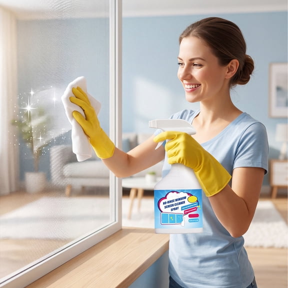287ml Window Mesh Fly Screen Foam Cleaner Spray, No Rinse Dirt Grease Cobweb Remover for Indoor Outdoor Screen Mesh