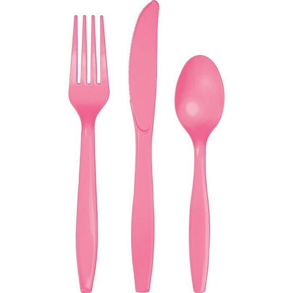 288/Case Bulk Candy Pink Assorted Plastic Cutlery