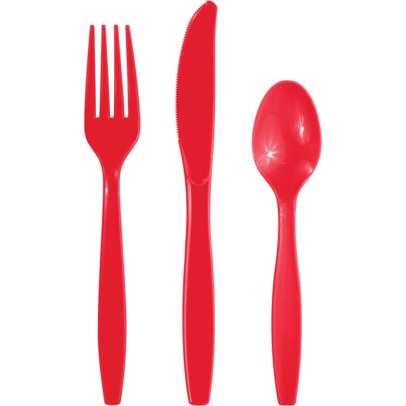 288/Case Bulk Classic Red Assorted Cutlery