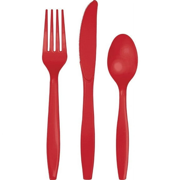 288 Count Bulk Pack Classic Red Assorted Plastic Cutlery