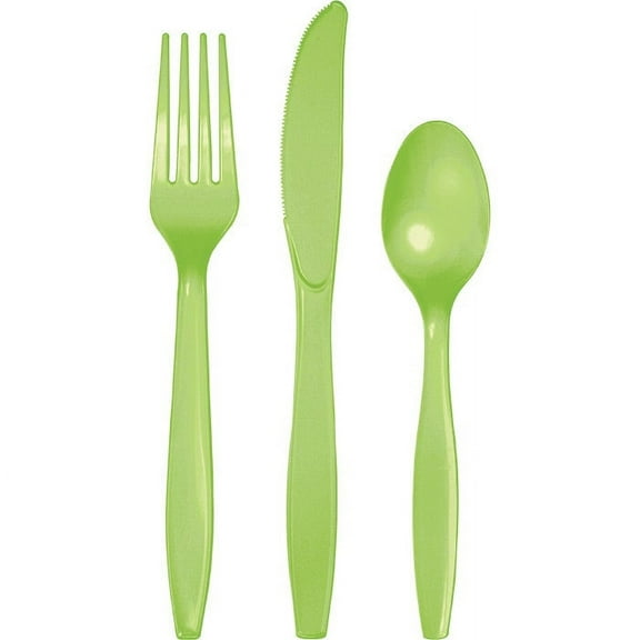 288/Case Bulk Fresh Lime Assorted Plastic Cutlery
