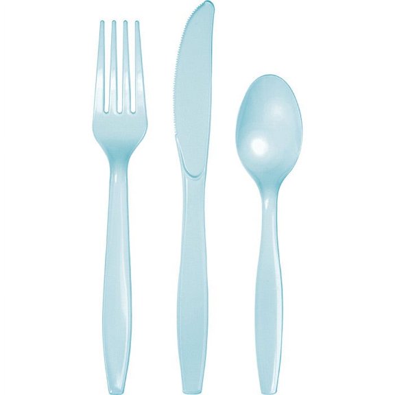 288/Case Bulk Pastel Blue Assorted Plastic Cutlery