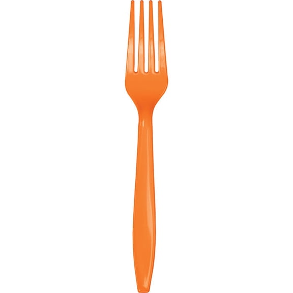 288/Case Bulk Sunkissed Orange Plastic Forks