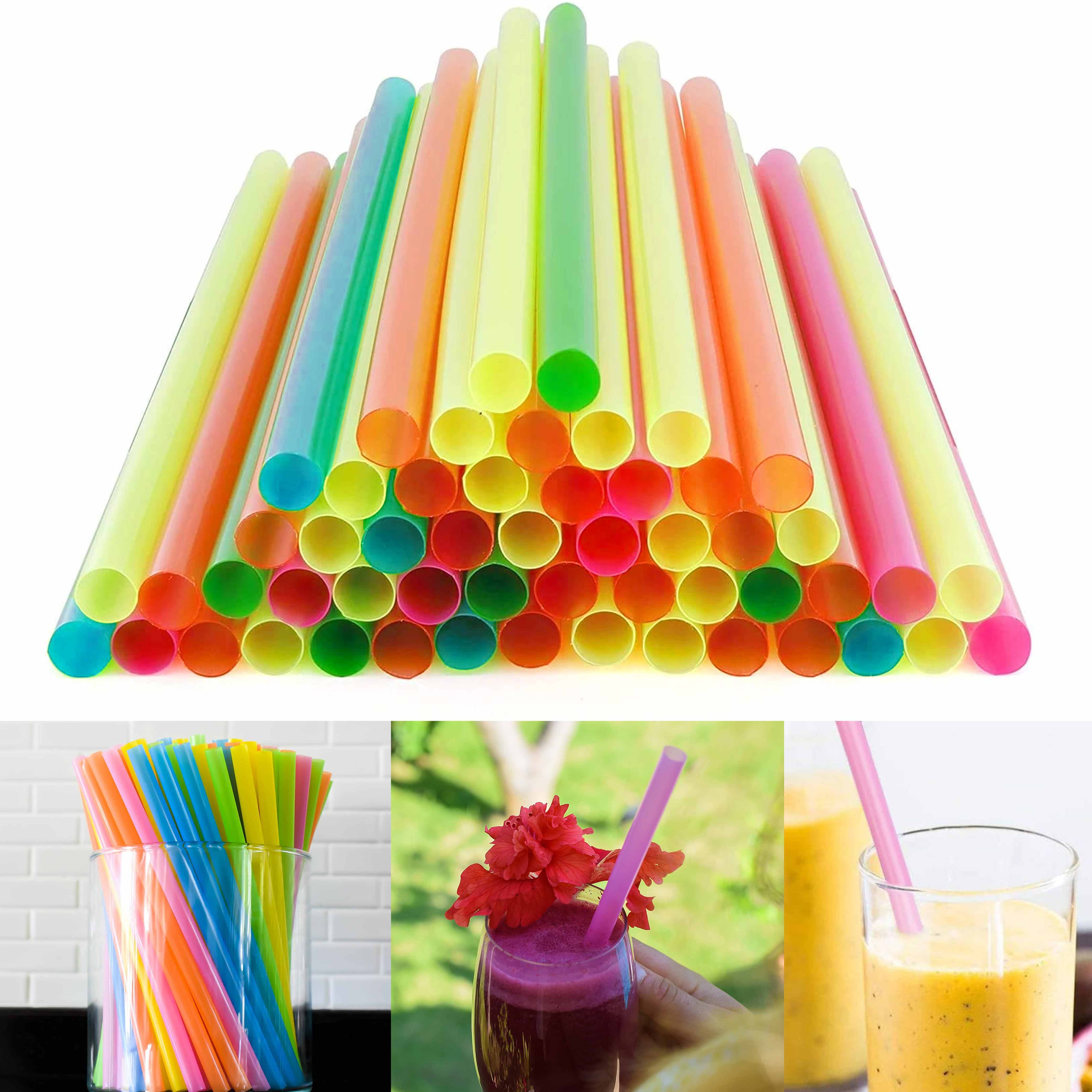 288 Ct Neon Extra Wide Jumbo Straws Multicolor 9" Smoothie Milkshake