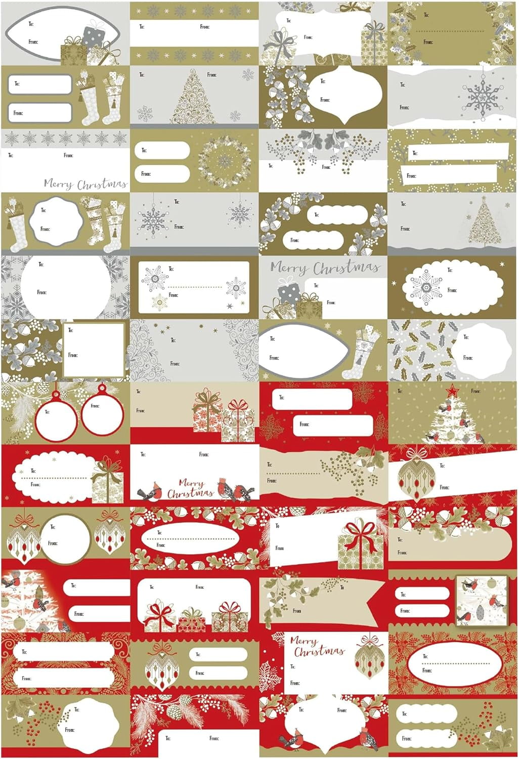 288 Pcs Christmas Gift Tags, Christmas Self Adhesive Gift Tag Stickers, Holiday Peel & Stick Labels for Gifts Santa, Stockings, Tree, Presents