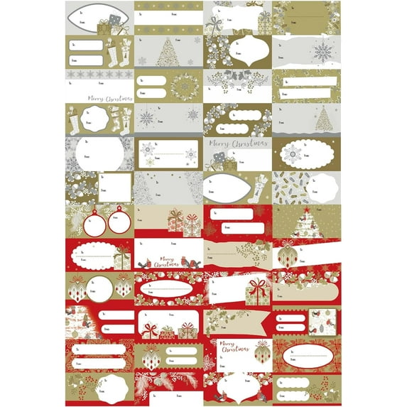 288 Pcs Christmas Gift Tags, Christmas Self Adhesive Gift Tag Stickers, Holiday Peel & Stick Labels for Gifts Santa, Stockings, Tree, Presents