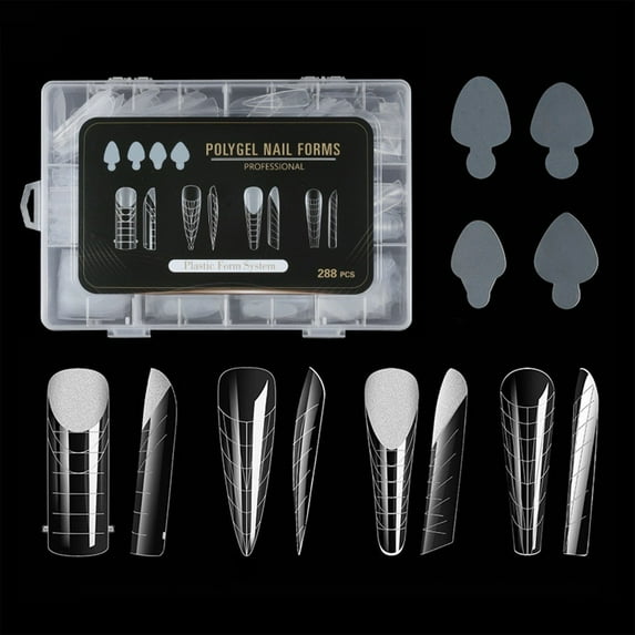 288 Pcs Nails Molds Nails Forms Full Covers Nails Forms Set Nails Extension Molds for Woman