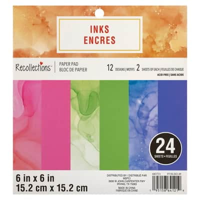 Recollections 288 Sheets 6" x 6" Inks Paper Pad - Acid Free Paper for Scrapbooks, Invitations, Greeting Cards, and Arts & Crafts - Bulk Pack